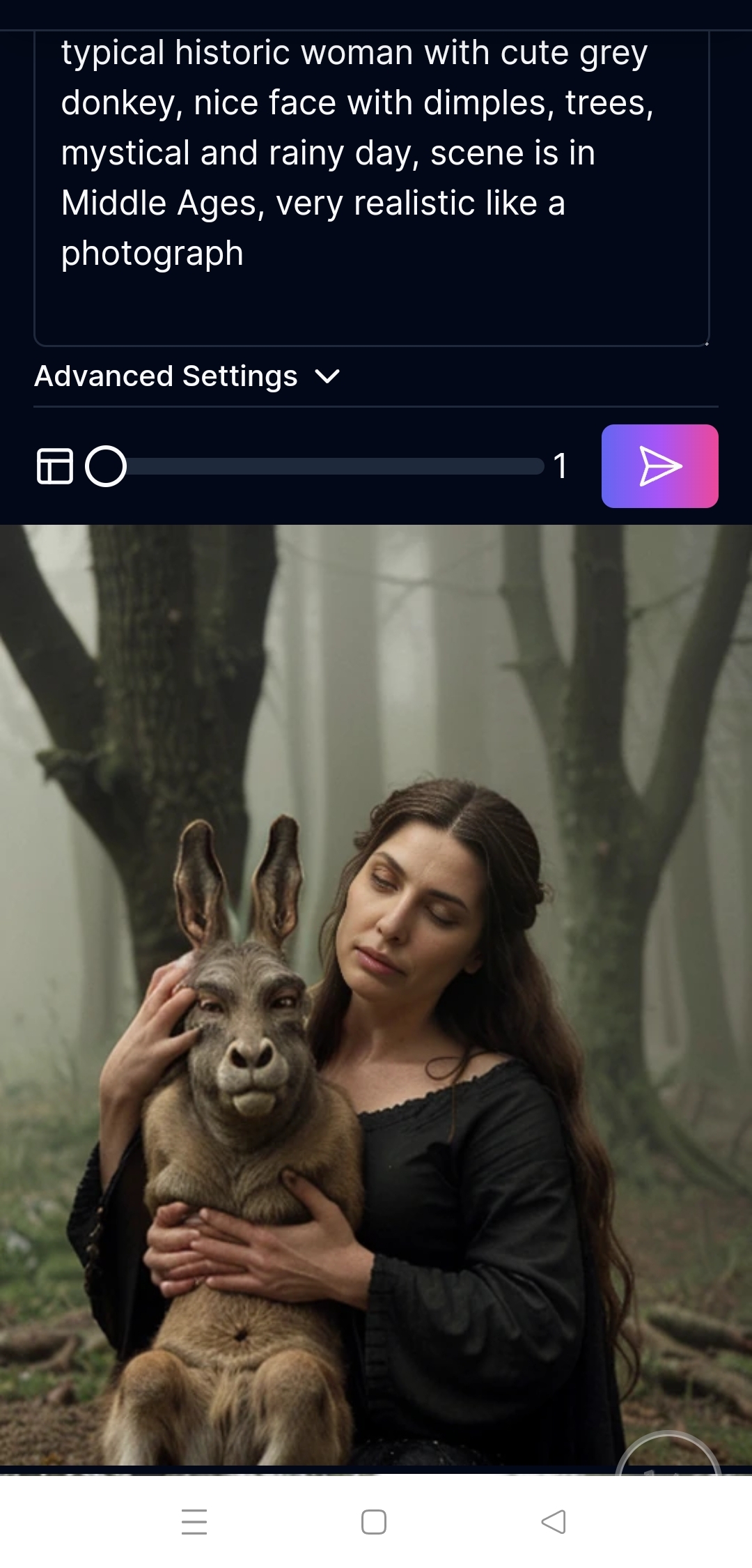 Frau mit 3 Haenden und Hasen-Esel