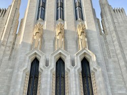 Front view of the doors to Boston Ave United Methodist Church