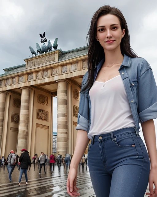 Junge Dame nach einem Sommerregen in Berlin.