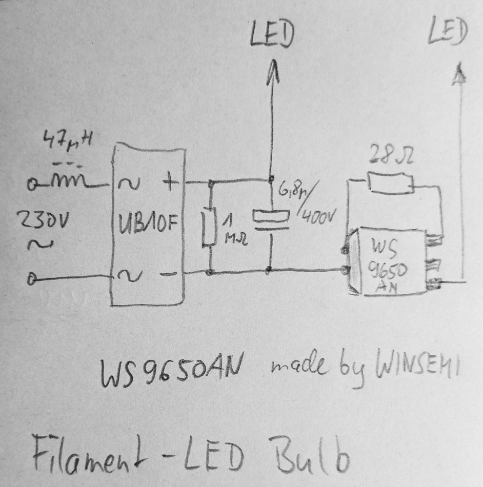 Schaltplan der LED-Filament-Lampe