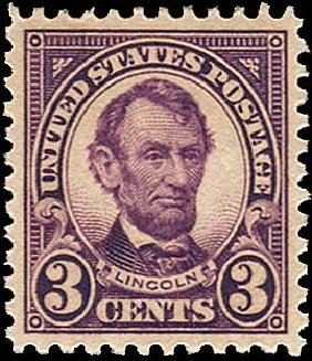 3 cent postal stamp with President Lincoln on it